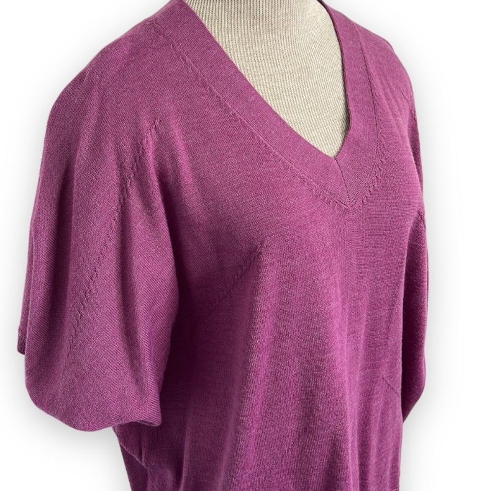 Coldwater Creek Magenta Relaxed V Neck Short Dolman Sleeve Sweater size Medium
